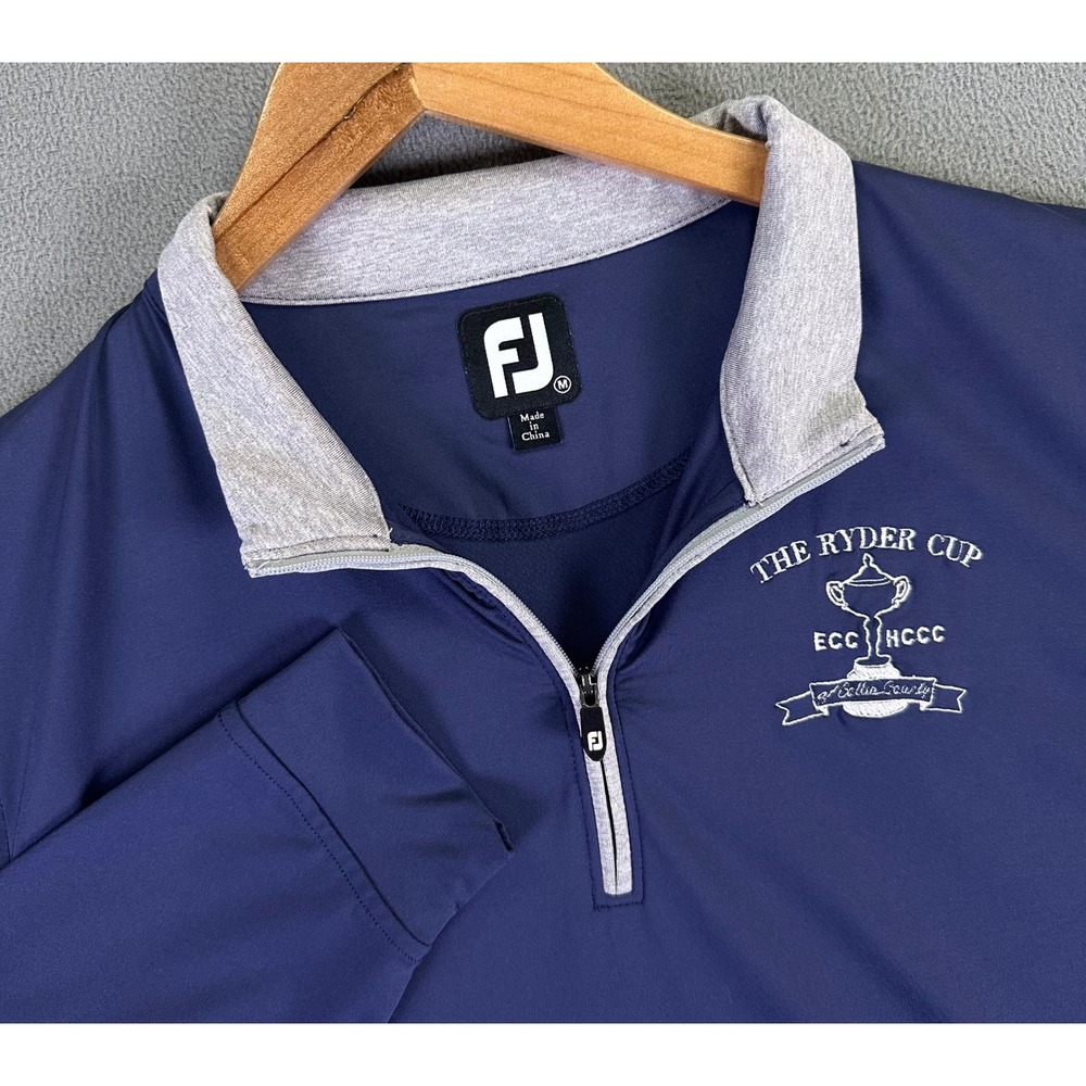 Footjoy Quarter Zip Medium Blue Ryder Cup ECC HCCC Collin County Trophy Crest